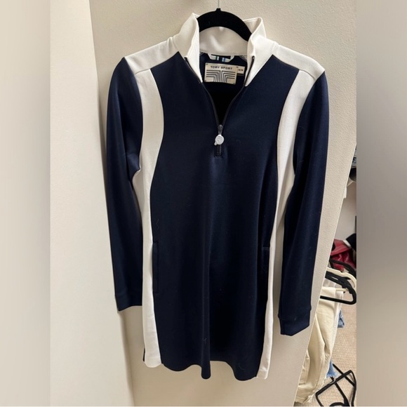 Tory Sport Navy and White Long Sleeve Dress, new without tag, M - Picture 4 of 6